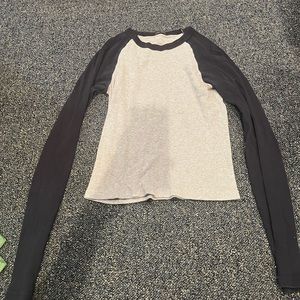 Brandy Melville Heather grey and navy blue varsity top